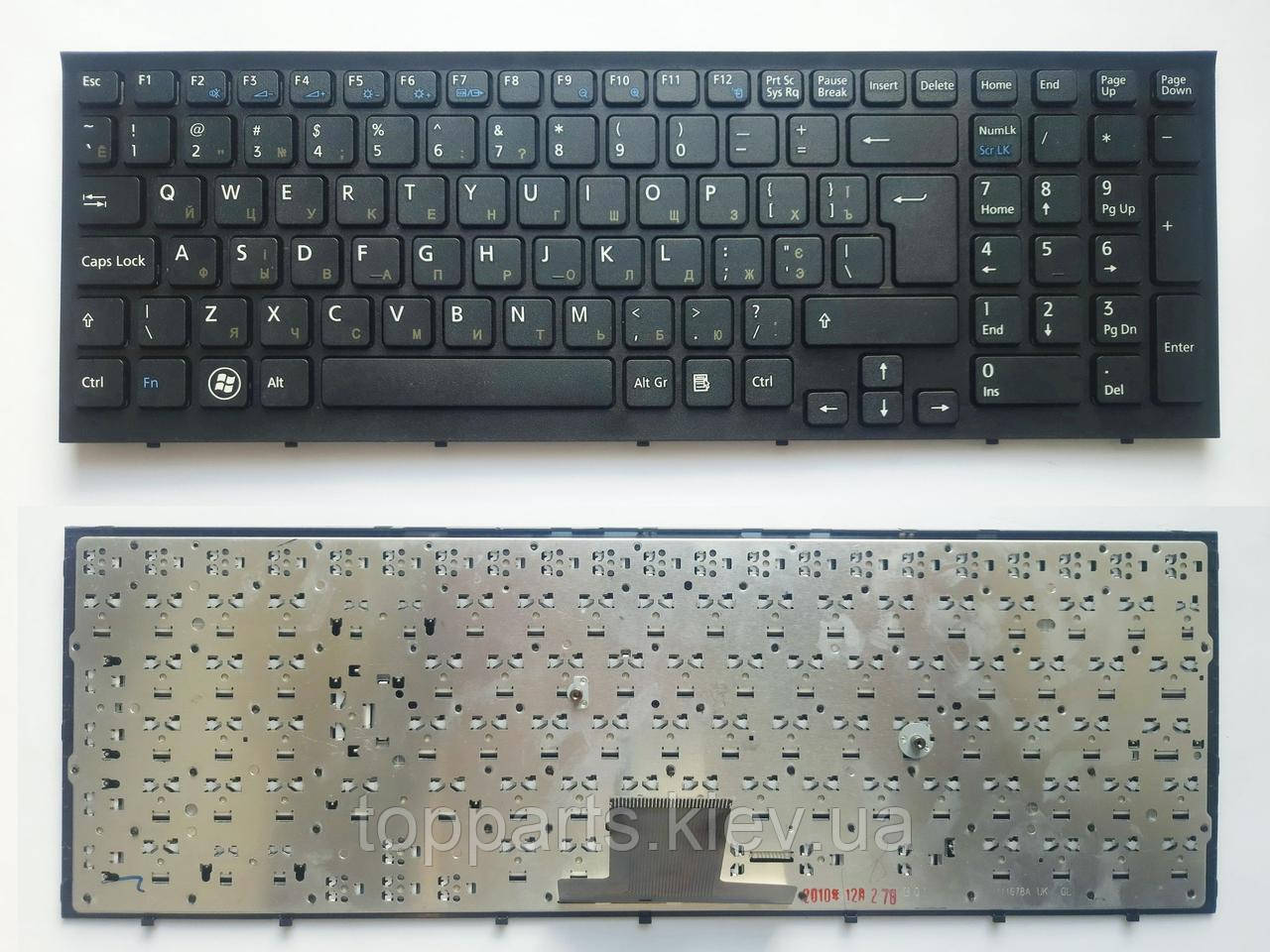 Клавіатура для ноутбуків Sony Vaio VPC-EB Series клавиатура черная с черной рамкой  UA/RU/US