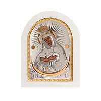 Икона Богородица Остробрамская с позолотой арка белая