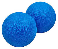 Массажный мячик 12х6 см двойной TPR синий