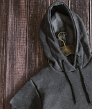 Зимовий спортивний костюм хлопцю з флісом тепле темно-сіре Кенгуру та утеплені спортивні брюки на манжетах Модний Чоловічий одяг, фото 5