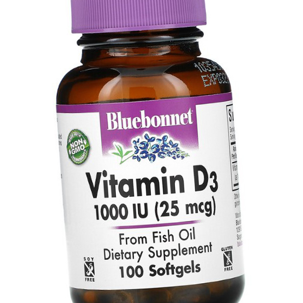 Вітамін Д Bluebonnet Nutrition Vitamin D3 1000 IU (25 mcg) 100 softgels