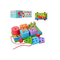 Деревянная игрушка каталка Геометрика Fun Toys MD 1262