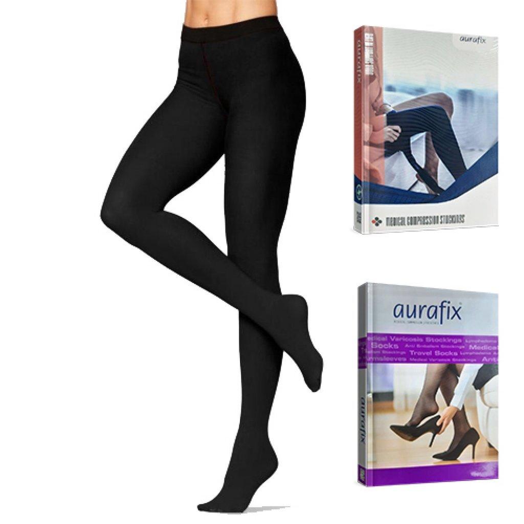 Компресійні колготки Aurafix AV-105, 1 клас, закритий носок, чорні, 3, закритий, фото 1