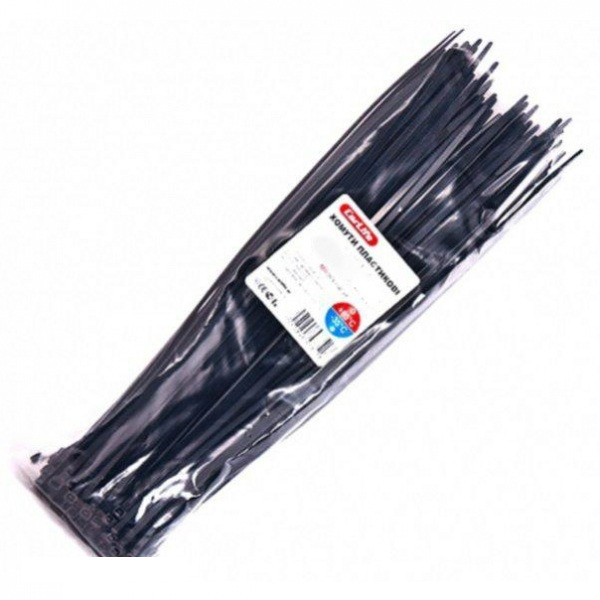 Хомути пластикові чорні 4,8x300 (100шт.), фото 1