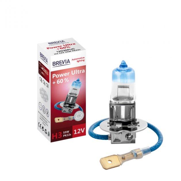 Brevia H3 12V 55W PK22s Power Ultra +60% CP (10/1000 шт.)