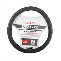 Чохол на кермо шкіряний Delux,чорний/ SW335M