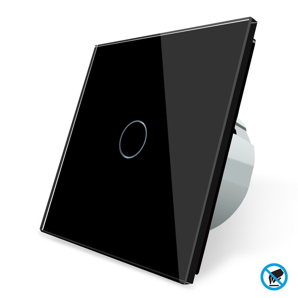Безконтактний вимикач 1 сенсор Livolo чорний скло (VL-C701-PRO-12)