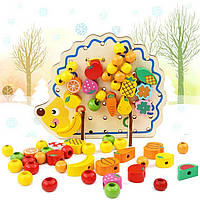 Детская развивающая деревянная Шнуровка Ежик на подставке Fun Toys 31336/35822