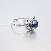 Кольцо серебро 925 пробы женские кольца с камнем жемчуг кольца из серебра со вставками из черных камней