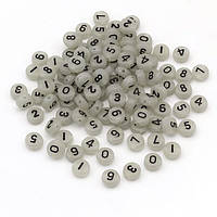 Бусини акрил неонові цифри 7х3,5-4 мм 25 г приблизно 185 шт., колір: слонова кістка УТ 100024877