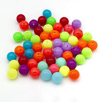 Бусини акрил флуоресцентні круглий неоновий мікс 12 мм 25 г приблизно 25 шт УТ100024822