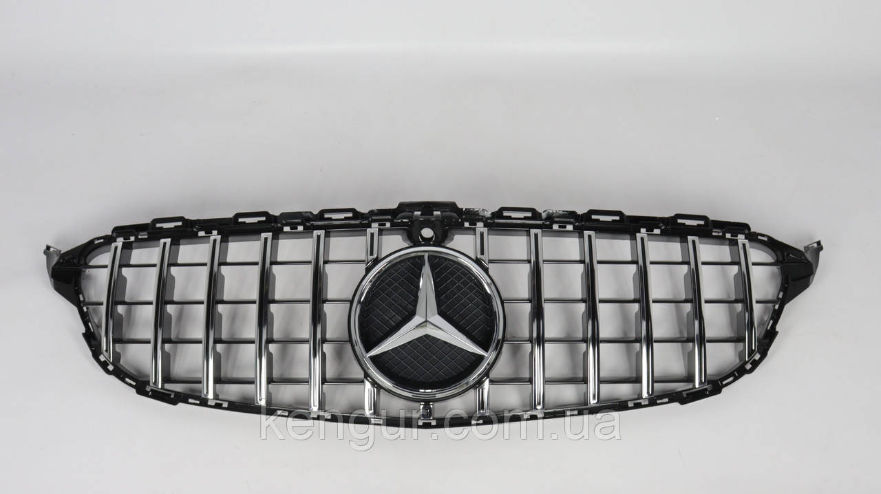 Решітка радіатора на Mercedes C-class W205, стиль Panamericana GT black chrome (camera), фото 1