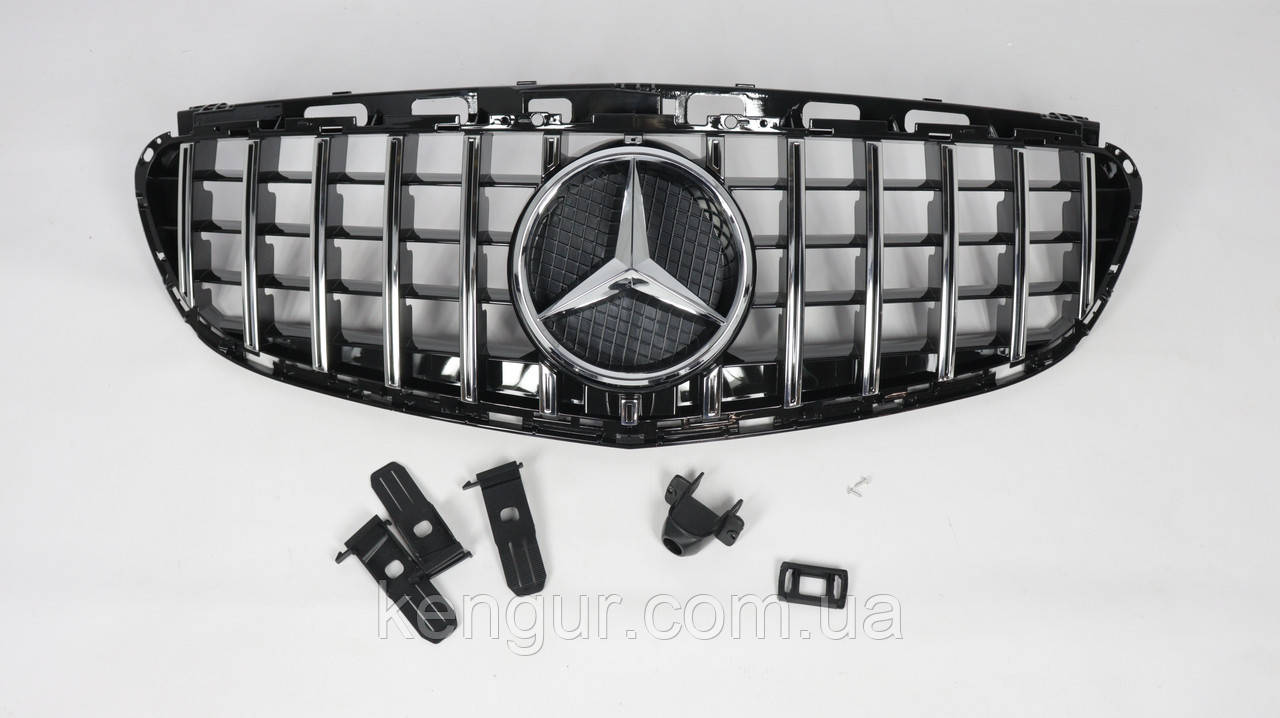 Решітка радіатора GT (сhromе black) Mercedes W212 2014-2016, фото 1