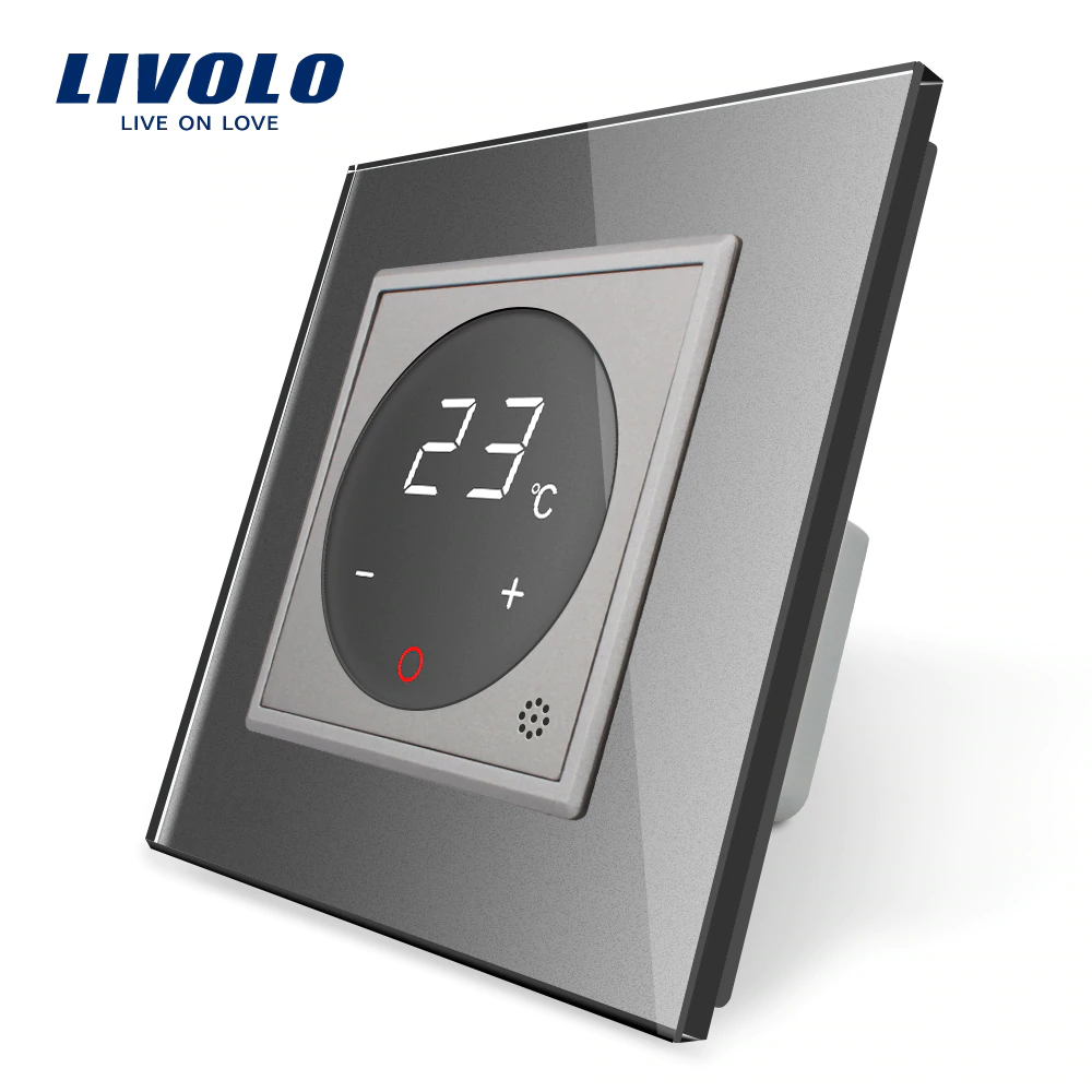 Терморегулятор із вбудованим датчиком температури Livolo сірий (VL-C701TM-15)