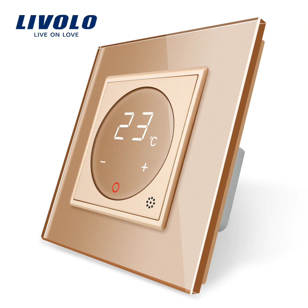 Терморегулятор із вбудованим датчиком температури Livolo золото (VL-C701TM-13)