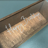 Упаковка для вина з фанери  "Happy Birthday"  Manific Decor на свято з написом  подарункова з покриттям, фото 2
