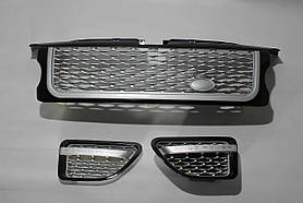 Решітка + зябра (чорна + сіра сітка + сіра окантовка) Range Rover Sport 2006-2010