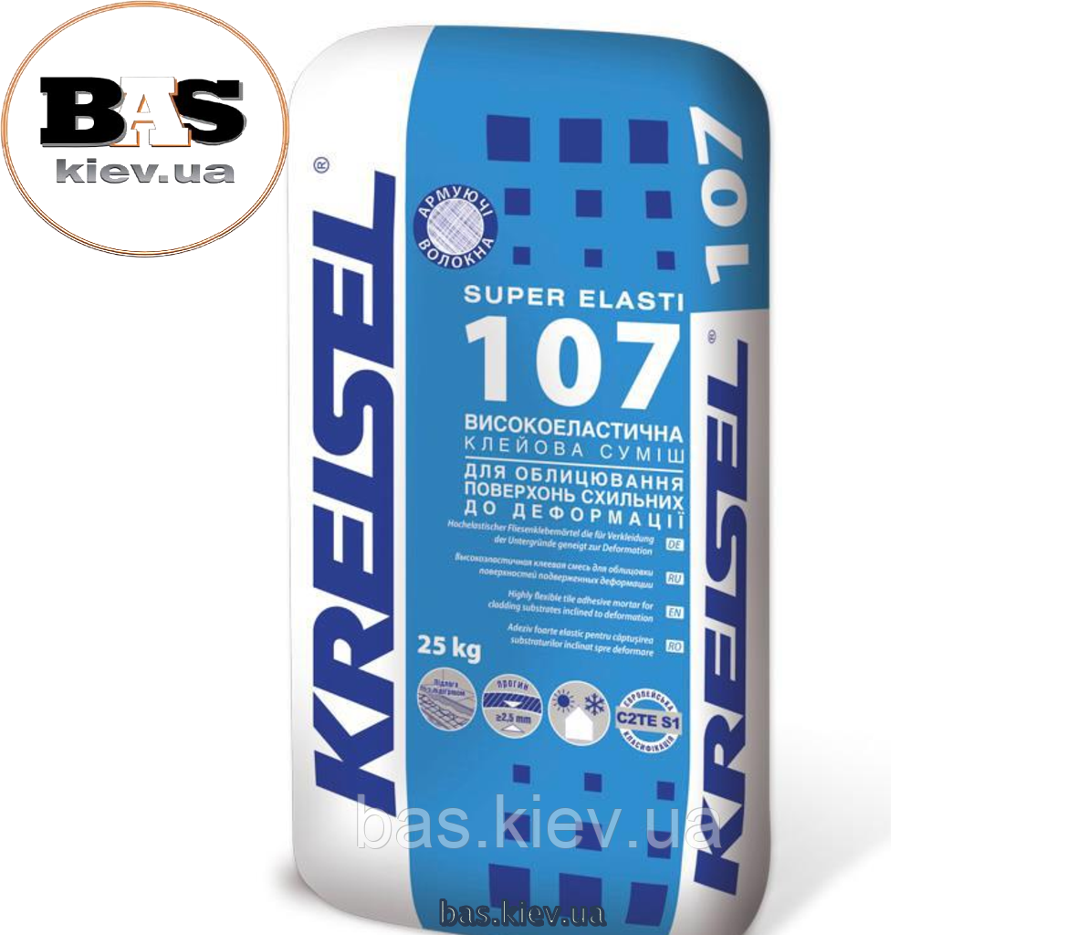 Kreisel Super Elasti 107 Високоеластична клейова суміш для облицювання всіма видами плитки 25кг