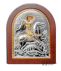 Святий Георгій Побідоносець 14,7х18см Срібна Ікона, виготовлена у Греції