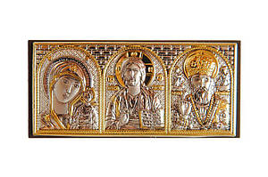 Ікона Триптих в автомобіль Казанська, Ісус, Миколай 3,5x7,5 см