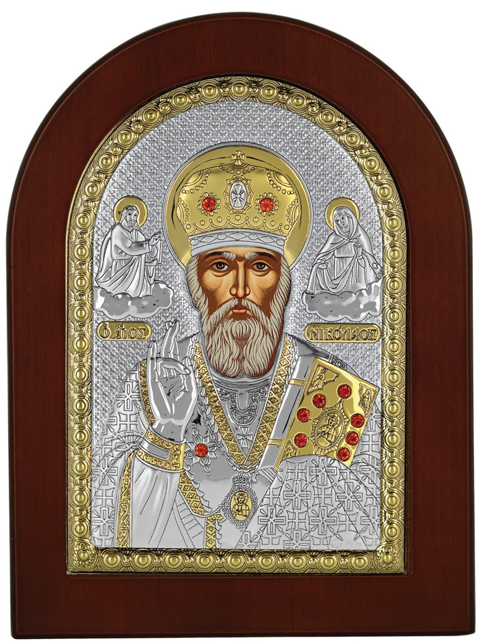 Святий Миколай 15х21см грецька срібна ікона