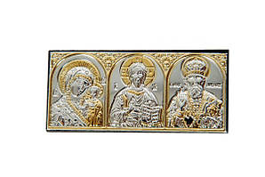 Ікона, триптих, іконостас в машину (автомобільна ікона) Silver Axion 10х4,6см