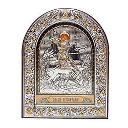 Ікона Георгія Побідоносця 21.5x16.5см в срібному окладі під склом (з Греції)