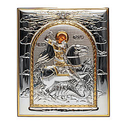 Срібна Ікона Георгія Побідоносця 19,2х16,3 см прямокутної форми без рамки