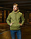 Чоловіча зимова кофта-кенгуру худі з капюшоном зелена, фото 3
