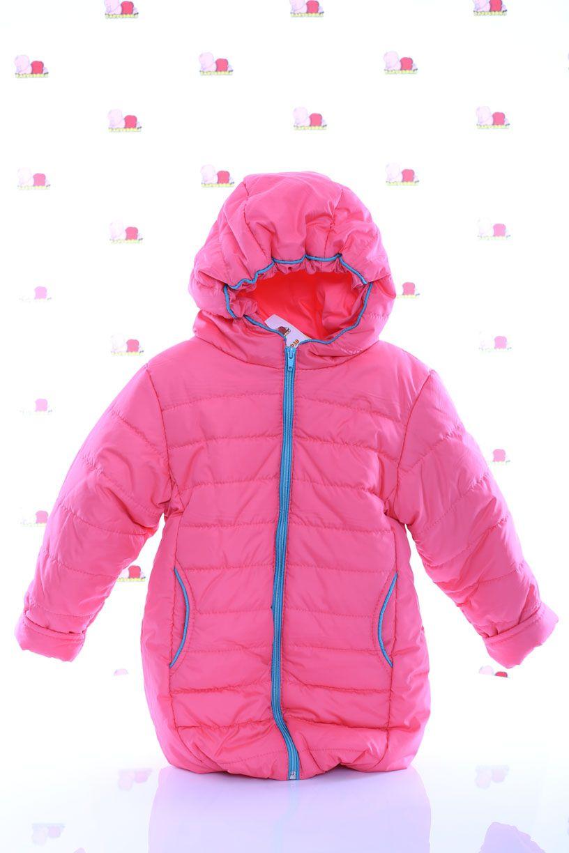 Куртка на синтепоні Євро світло-кораловий з бірюзовим для дівчинки р.104,116