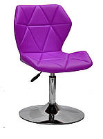 Стілець Greg CH-Base фіолетовий 1031 шкірзам на хромованій круглій опорі, поворотний із регулюванням висоти, фото 4