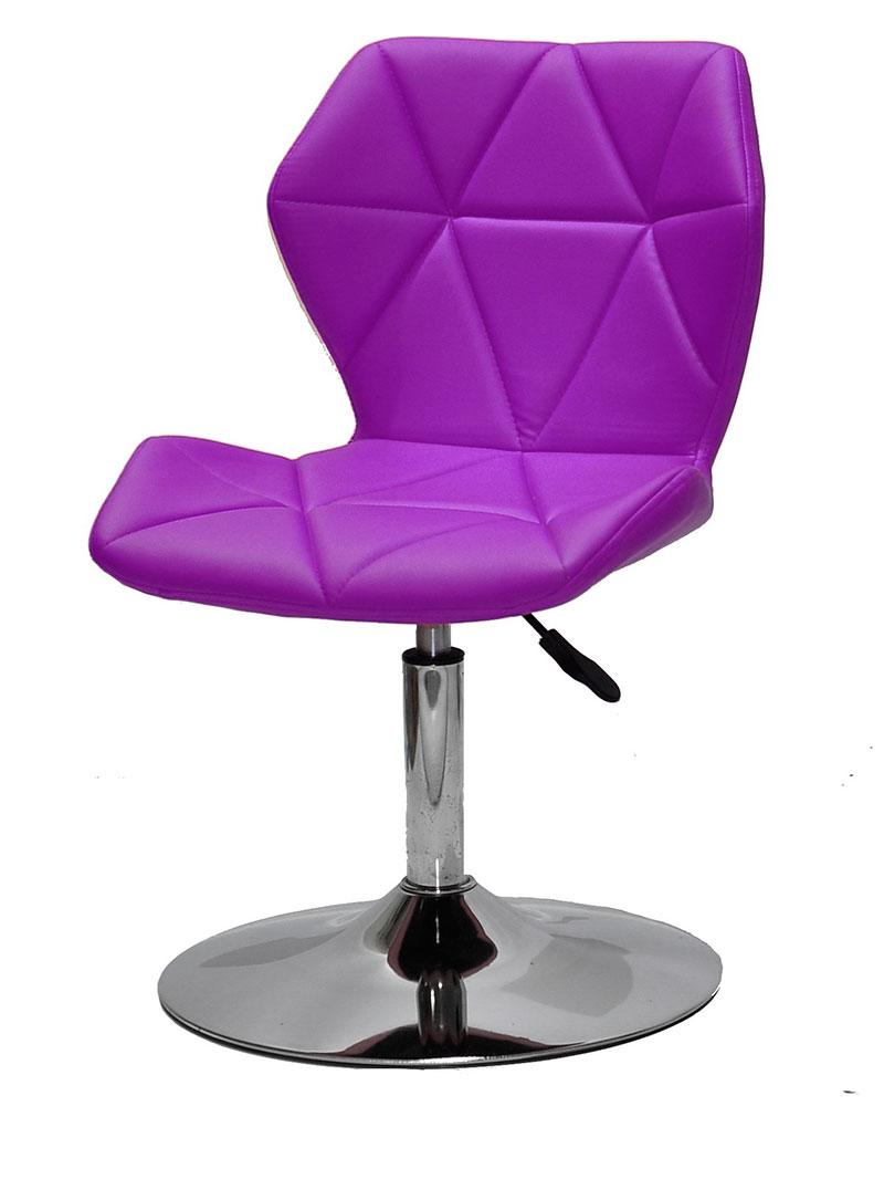Стілець Greg CH-Base фіолетовий 1031 шкірзам на хромованій круглій опорі, поворотний із регулюванням висоти, фото 1