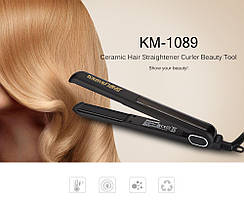 Випрямляч-праска для волосся з керамічними пластинами kemei 1089