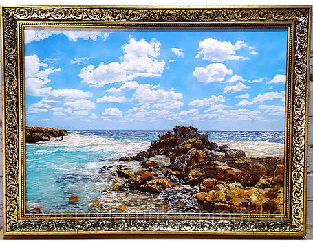 Красивий Морський пейзаж велика подарункова картина з бурштину, фото 2