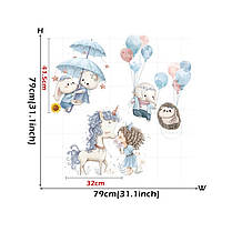 Вінілові наклейки Дівчинка та тварини (лист 60 х 90 см) Б454-3 TMDYJ-AB, фото 3