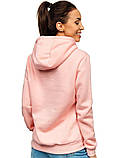 Жіноча Кенгурушка світло-рожева з капюшоном Толстовка трикотажна без малюнків Худі з кишенею Кенгуру фліс, фото 5