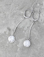 Сережки срібні з підвісками на паличці родовані