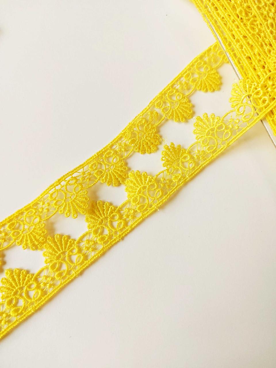 Мереживо кружево макраме на метраж  жовте 2,8 см. Ціна за 1 метр
