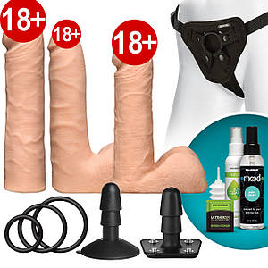 Набір для страпона Doc Johnson Vac-U-Lock Dual Density UltraSKYN Set, діаметр 3х4,5см