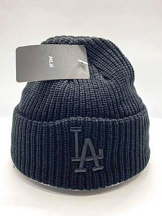 Шапка LA MLB Лос ≥ Чорна з Чорним Лого ТОП ЯКІСТЬ, фото 1