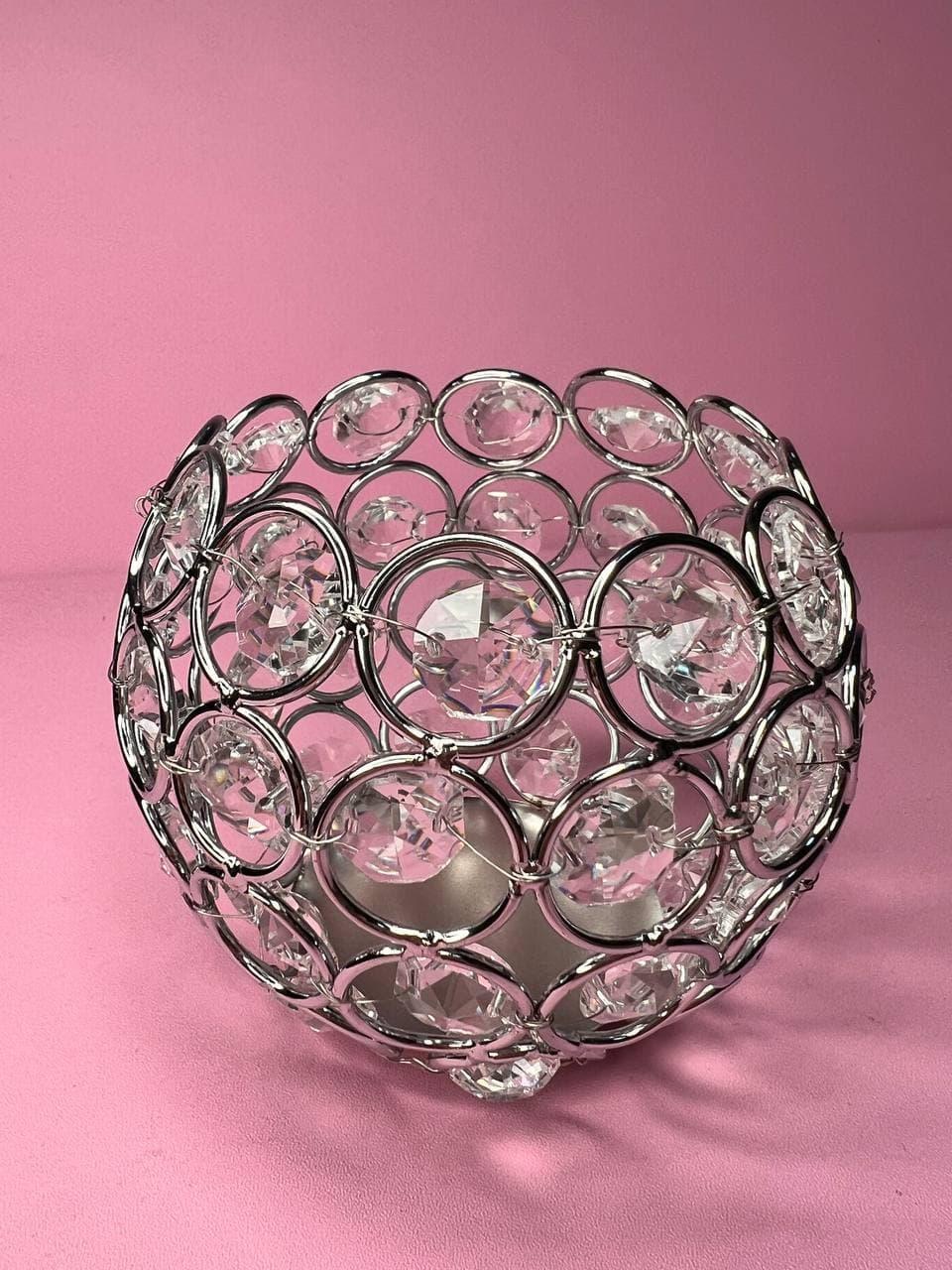 Склянка-підставка з камінням кругла (золото, срібло)
