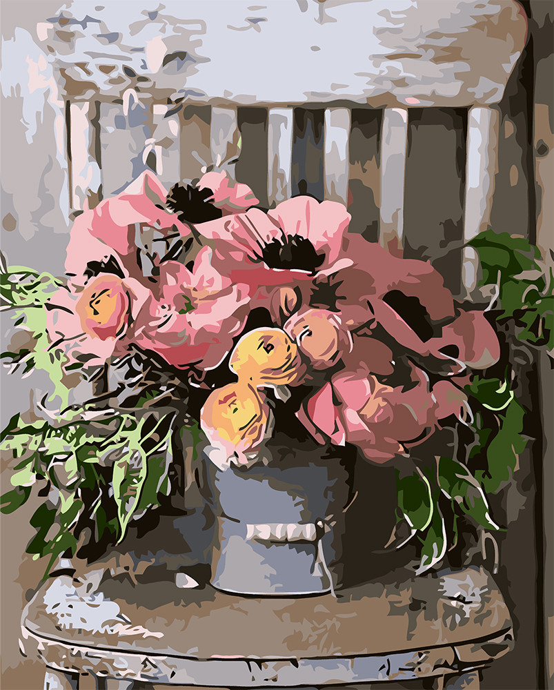 Картина за номерами Origami Букет квітів на стільці LW 3084 40*50 виробництво Україна