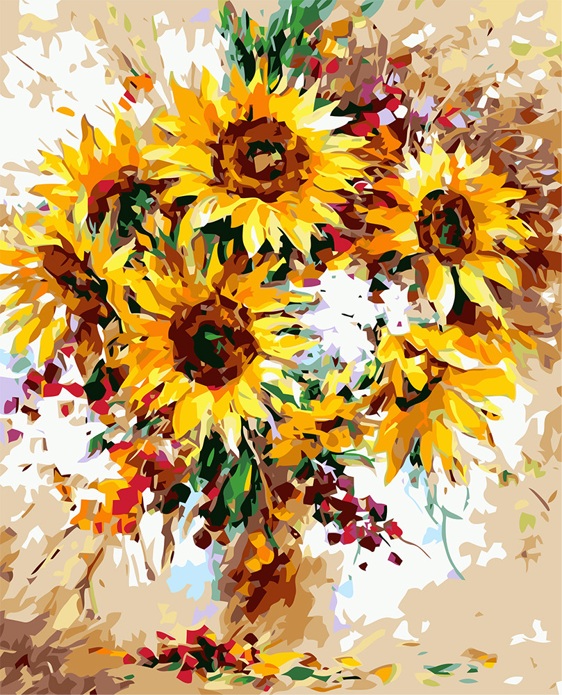 Картина за номерами Яскравий натюрморт соняшники 40*50 см Орігамі LW 3074