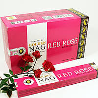 Благовония натуральные Красная роза (Golden Nag Red Rose, Vijayshree), 15 грамм - ароматические палочки Роза
