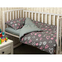 Дитяча постільна білизна в ліжечко Руно постільний комплект Сердечки для немовлят