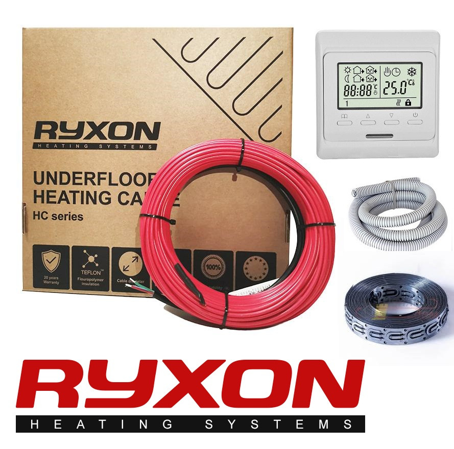 4 m2 Тепла підлога електрична Ryxon 600 W нагрівальний двожильний кабель ппід плитку 30 м