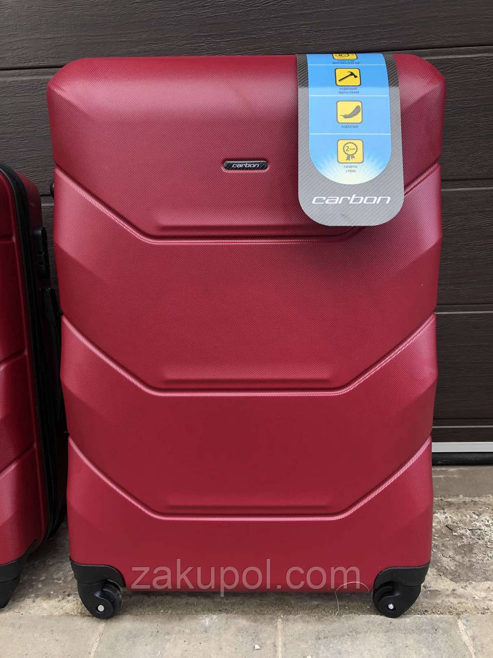 Валіза CARBON 147 АБС-пластик, середній червоний М, фото 1