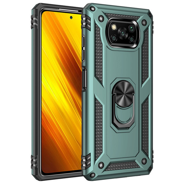 Протиударний чохол бампер Magnetic Ring з підставкою для Xiaomi Poco X3 / X3 NFC / X3 Pro Green