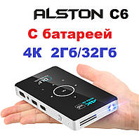 Мини проектор ALSTON C6, 4K, Android 9,0, Wi-Fi, Bluetooth с батареей для смартфона и IPhone