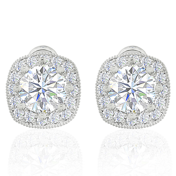 Сережки пусети з цирконом ZAXIE BY STEFANIE TAYLOR Cushion Cut CZ Halo Stud Earrings